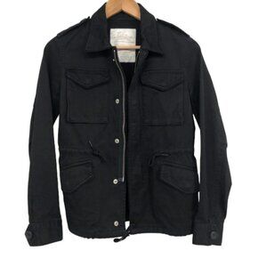 Moussy Black military style utility Jacket 4 pockets drawstring waistband